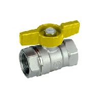 Кран шаровой Giacomini R251D, 3/4", ВВ, ручка-бабочка жёлтая, хромированный (R251X024)