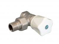 Вентиль Oventrop HR, угловой, Дн 15 х 1/2", ВН, никелированный, маховик белый