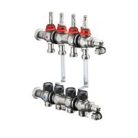 Коллектор Oventrop, 1", Multidis SF 10, выход-3/4" ЕК, нержавеющая сталь, со встроенными ротаметрами 0-5 л/мин. на подаче