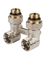 Пара шаровых кранов Rehau G 1/2"xG 3/4", латунь, угловой