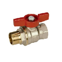 Кран шаровой Giacomini R914, DADO, 1/4", ВН, ручка-бабочка красная, никелированный