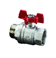 Кран шаровой Oventrop Optibal Дн 25 х 1 НВ, 16 бар, ручка-бабочка, никелированный