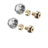 Присоединительный набор Oventrop НГ ЕК, 3/4", 20 x 2,5, латунь, НГ-никелированная, 2 набора в комплекте