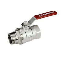 Кран шаровой Giacomini R254DL, 3/4", ВН, ручка-рычаг красный, хромированный