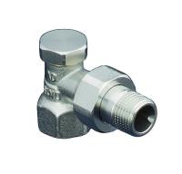 Вентиль отсекающий Oventrop Combi 2, угловой, Дн 20 х 3/4 ВН, никелированный, НГ со штуцером