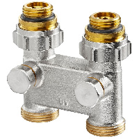 Узел Oventrop перепускной, прямой H-образный, 3/4" х 3/4", Н ЕК-НГ, никелированный