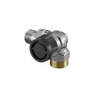 Вентиль термостатический Oventrop серия A, угловой трехосевой, Дн 15 х 3/4" х 1/2", Н ЕК-Н, никелированный, правое подключение