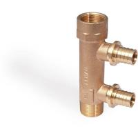 Гребёнка распределительная Rehau, 3/4", 2 контура, размер отвода-16, RX (бронза)