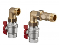 Комплект двух угловых никелированных шаровых кранов Rehau 1" для коллекторов HKV/HLV