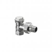 Вентиль отсекающий Oventrop Combi 3, угловой, Дн 15 х 1/2", ВН, никелированный, НГ со штуцером
