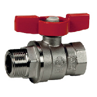 Кран шаровой Giacomini R854, 1.1/4", ВН, ручка-бабочка красная, хромированный
