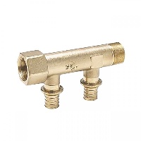 Гребёнка распределительная Rehau, 3/4", 2 контура, размер отвода-20, RX (бронза)