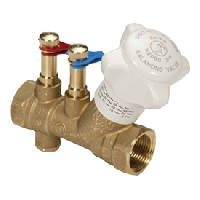 Клапан Giacomini R206B, DN-15, 1/2", ВВ, 25 бар, с измерительными штуцерами, со сливом
