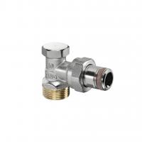 Вентиль отсекающий Oventrop Combi 2, угловой, Дн 15 х 3/4" х 1/2", Н ЕК-Н, никелированный, НГ со штуцером