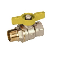 Кран шаровой Giacomini R914, DADO, 1", ВН, ручка-бабочка жёлтая, никелированный