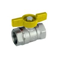 Кран шаровой Giacomini R251D, 1/2", ВВ, ручка-бабочка жёлтая, хромированный (R251X023)